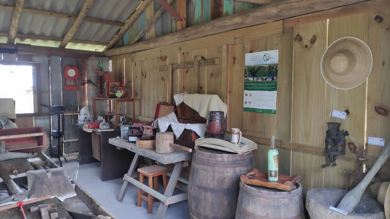Ferramentas e utensílios antigos expostos no Museu Rural